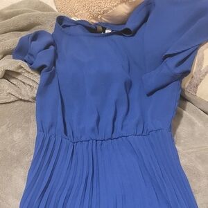 Cobalt Blue Pleated Midi Dress